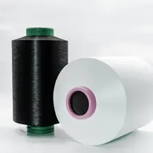 Fio coberto de ar 150D/48F preto + 40D Spandex ACY